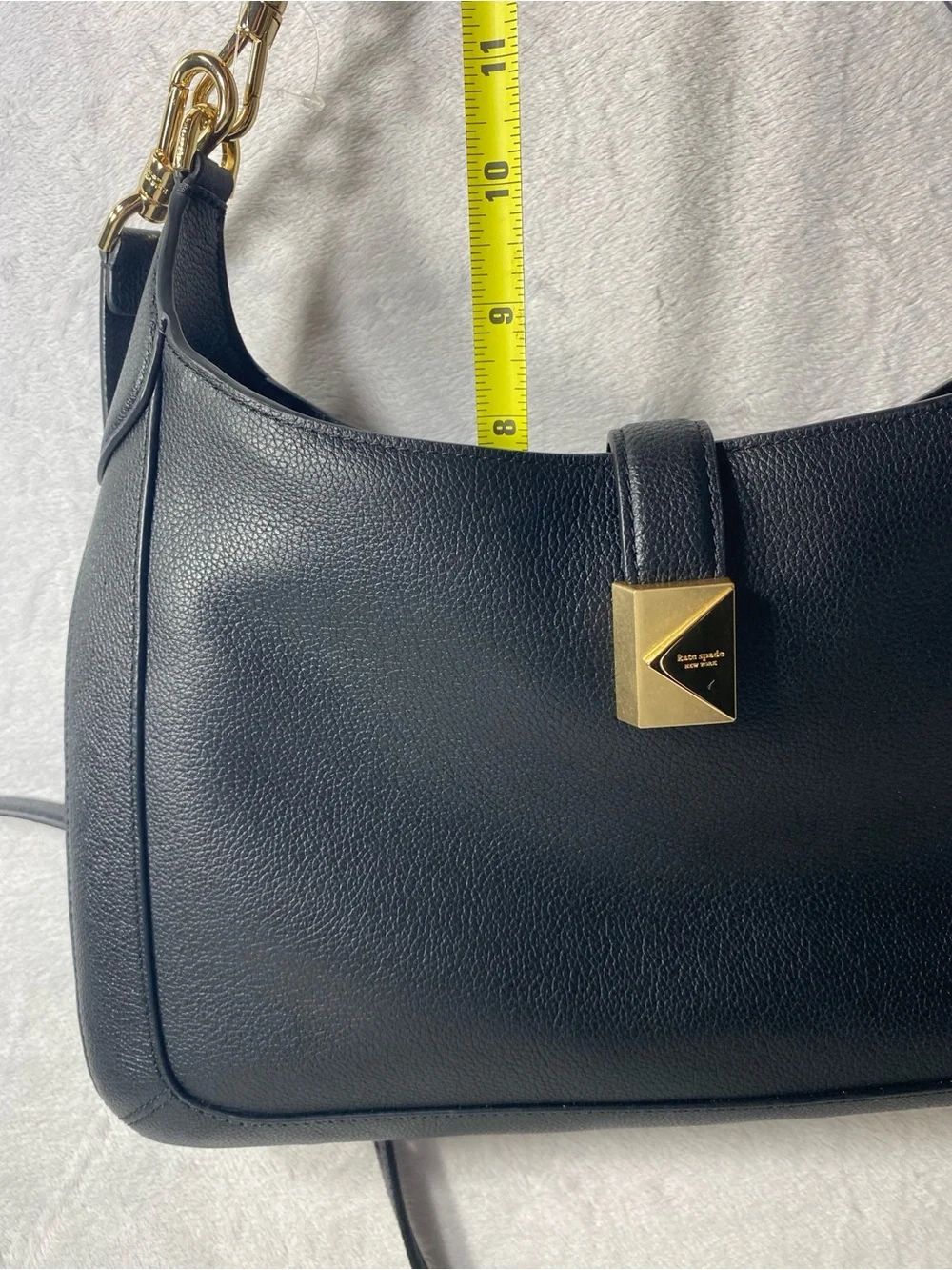 Kate Spade New York Deco Pebbled Leather Crossbody Small Tote Bag Black NWOT